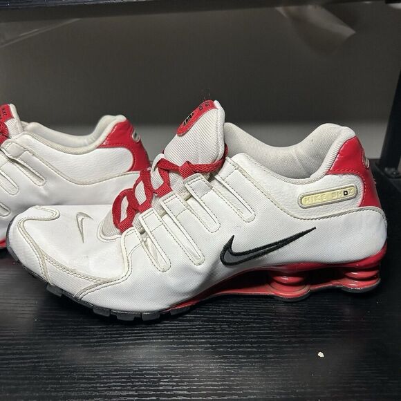 Nike Shox JX Sz 11 Leather White University Red Mens Running Sneakers 378341-110 - Picture 10 of 16